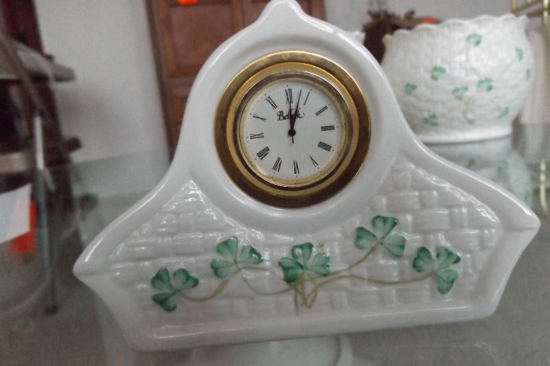 lot 495 image: Belleek china clock