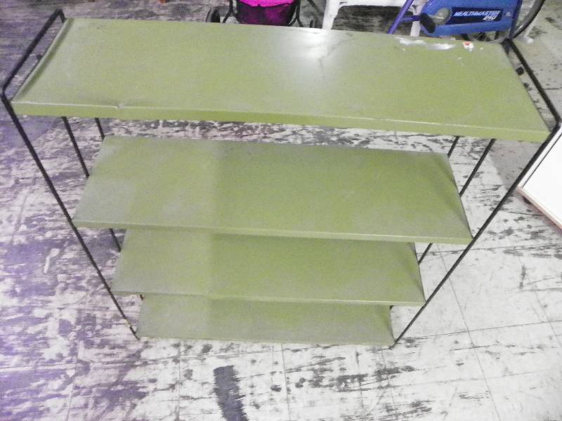 Green metal shelf