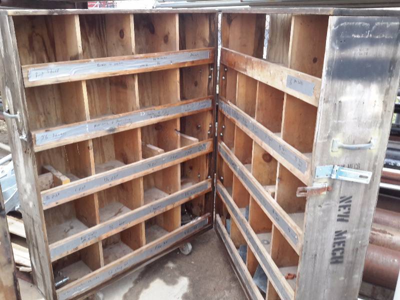 lot 145 image: Folding Parts bin.. All wood