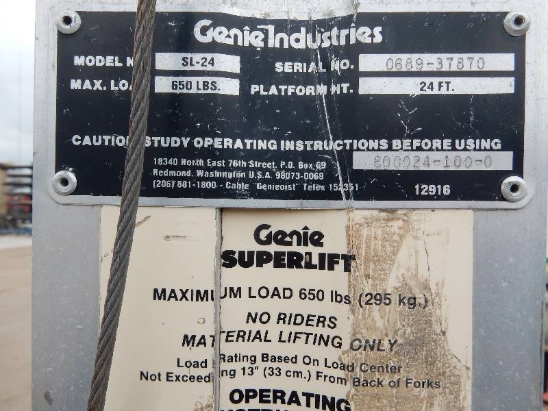 lot 101 image: Genie Superlift.. Maximum Load 650 lbs