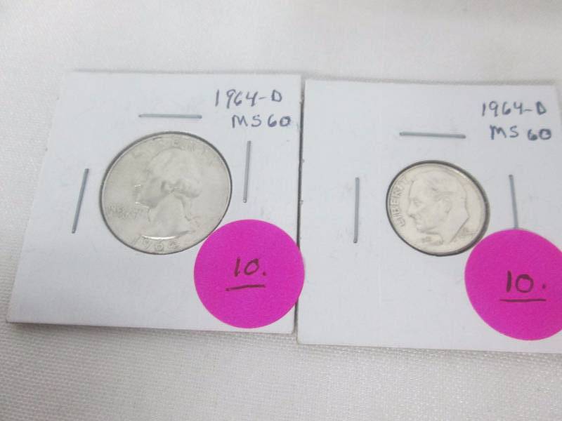 Silver Washington Quarter and Roosevelt Dime