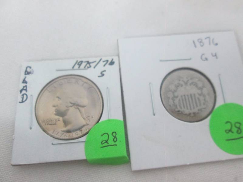 Shield Nickel And Washington Quarter