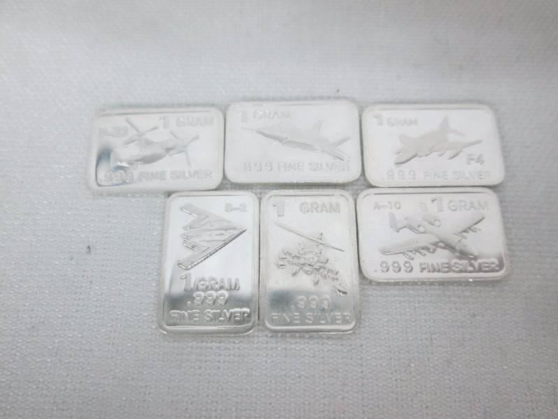 6 - 1 Gram Silver Bars