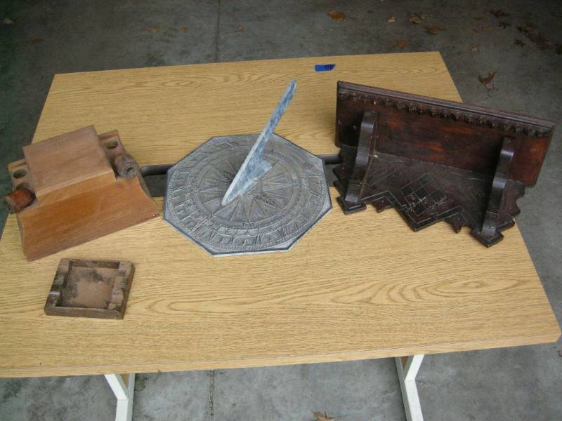 lot 83 image: Cast Garden Sundial, Wooden Shelf