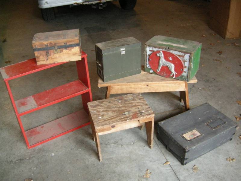 lot 94 image: Vintage Boxes - Benches - Shelf