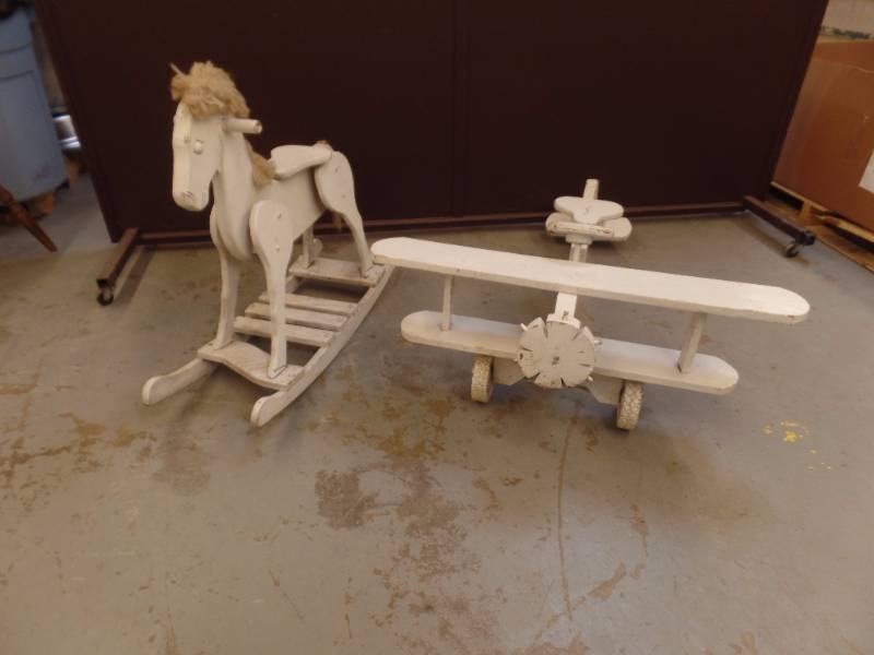 lot 578 image: Vintage Wooden Ride-on Toys