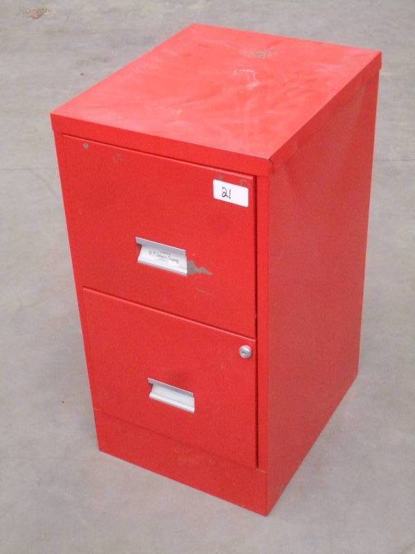 lot 21 image: 2-Drawer Steel File Cabinet ...