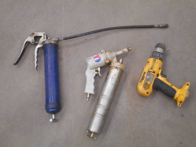 lot 56 image: (2) Grease Guns & (1) DeWalt 12 D...