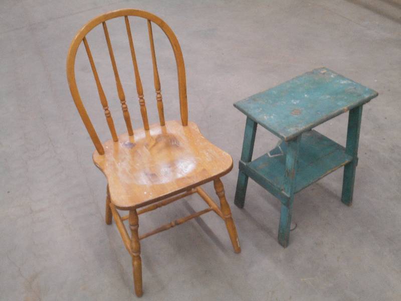 lot 68 image: (1) Wooden Chair & (1) Wooden Stool...