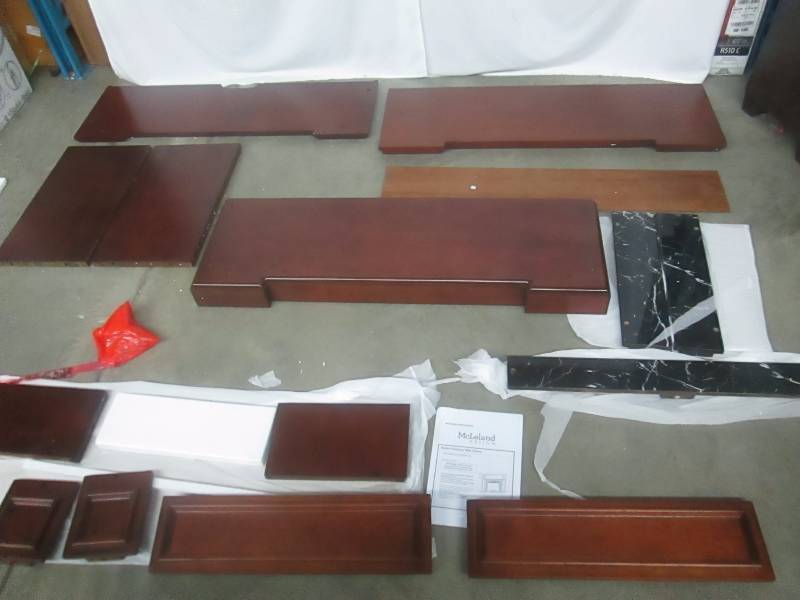 lot 12 image: McLeland Design Essex Media Fireplace Mantel with Faux Marble Inset