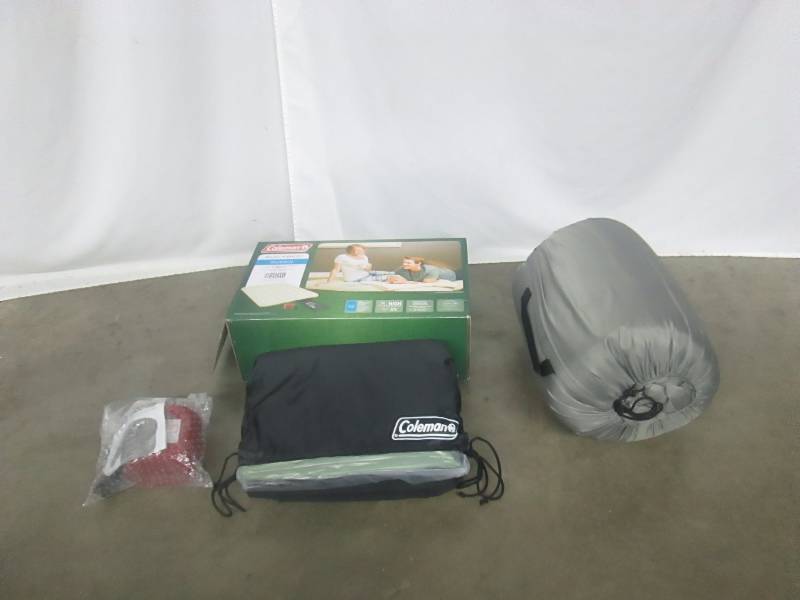 lot 27 image: Coleman Queen Sleep Anywhere Airbed with Pump and 2 Sleeping Bags