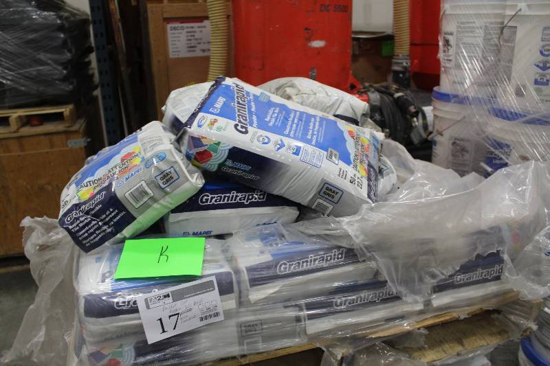 lot 17 image: Pallet Lot of (Approximately 20) 50lbs. Bags of Papei Granirapid Powder Rapid Setting Flexible Tile Mortar