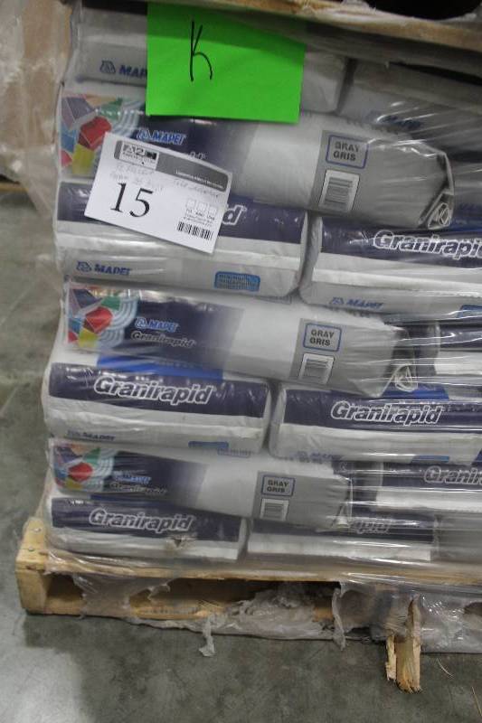 lot 15 image: 12 Pallet Lot of (Approximately 28) 50lbs. Bags of Papei Granirapid Powder Rapid Setting Flexible Tile Mortar