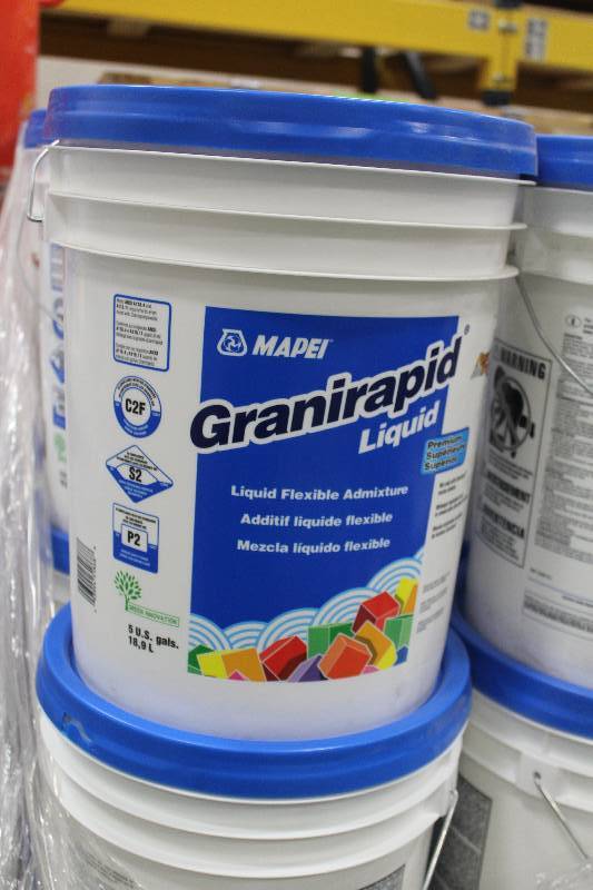 lot 66 image: Pallet Lot of (6) 5-Gallon Buckets Mapei Granirapid Liquid Flex Mortar