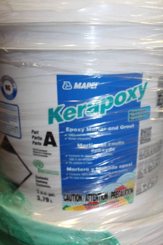 lot 146 image: Pallet Lot of (9) 1-Gallon Buckets Mapei Kerapoxy Epoxy Mortar
