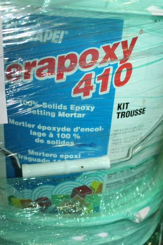 lot 145 image: Pallet Lot of (9) 3-Gallon Buckets Mapei Kerapoxy 410 Epoxy Mortar