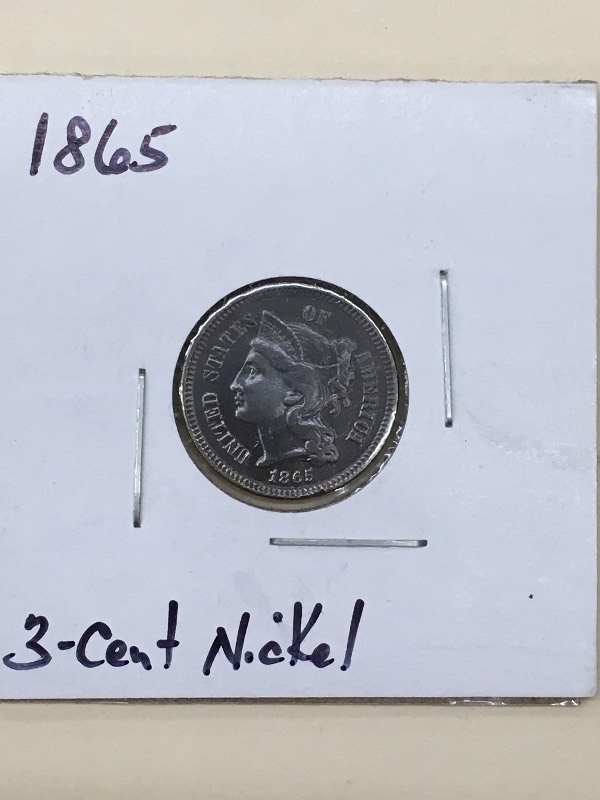 1865 - 3-Cent Nickel  - Nice Detai...