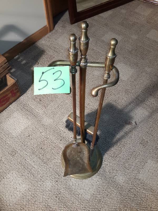 lot 53 image: Brass Fireplace tools