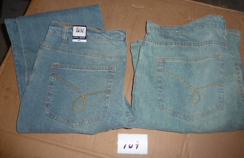 lot 109 image: 2 pair steve and barry new jeans si...