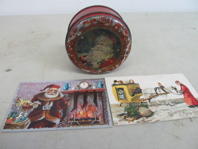 Early Embossed Santa Claus Postcards & Tin