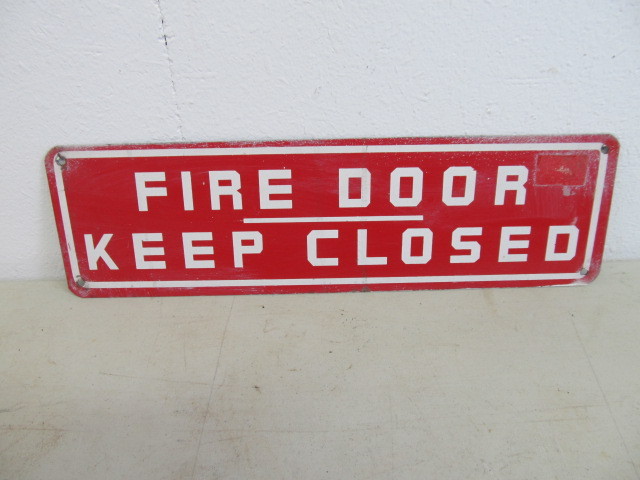 Vintage 1950s Steel Fire Door Industrial Sign