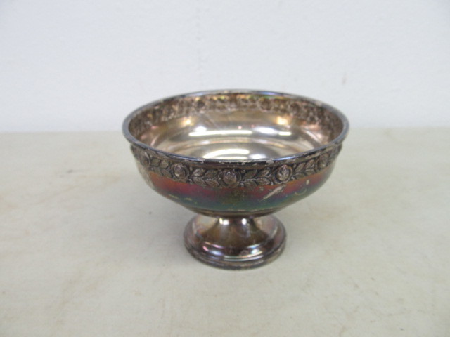 Vintage Sterling Silver Royal Rose Footed Bowl