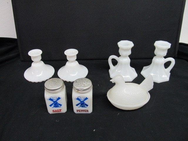 Lot of Vintage Milk Glass Items