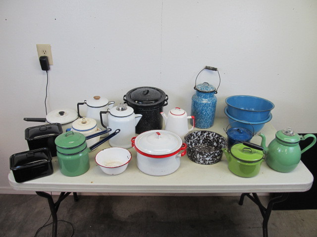 HUGE Lot of Vintage Enamel & Granite Ware