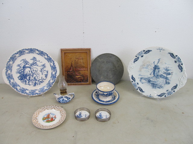Lot of Antique Dutch Windmill Items Delft Royal Doulton etc