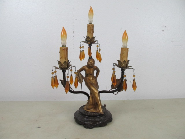 Original 1920s Figural Spelter Nude Lamp