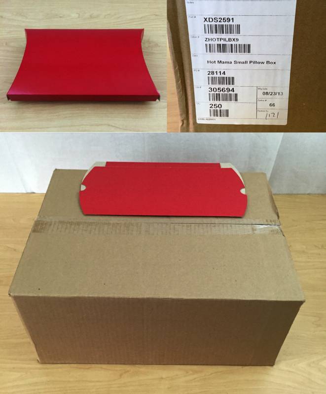250ct Case Large Red Satin Pillow Boxes Gifts Christmas Hanukkah Kwanzaa New Years Valentines Wedding Party Favors 9x7x2 12