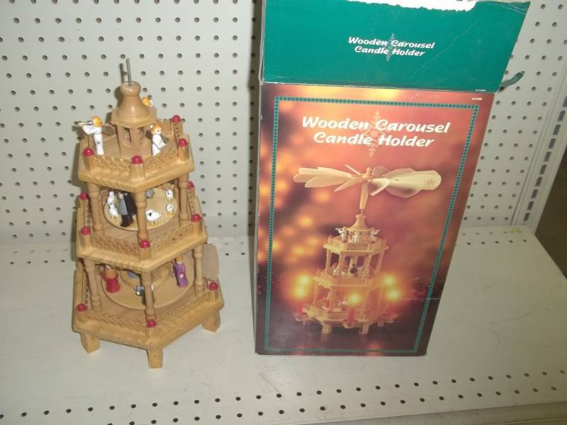 lot 16 image: Wooden carousel candle holder