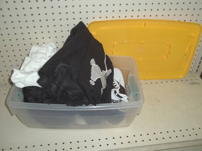 lot 165 image: Tote with 50s outfit includes poodle shirt, top, shoes