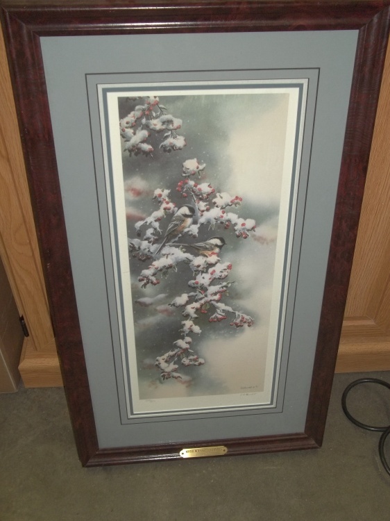 lot 211 image: Winter Morning Chickadees by Susan Bourdet  18 x 31