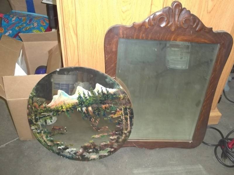 lot 213 image: Pair of Wall Mirrors - oblong mirror is 19 x 27