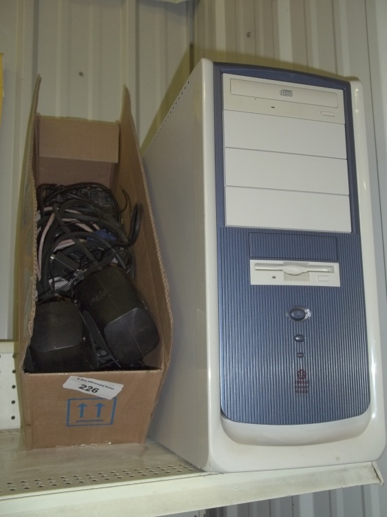 lot 226 image: Computer with cables and speakers