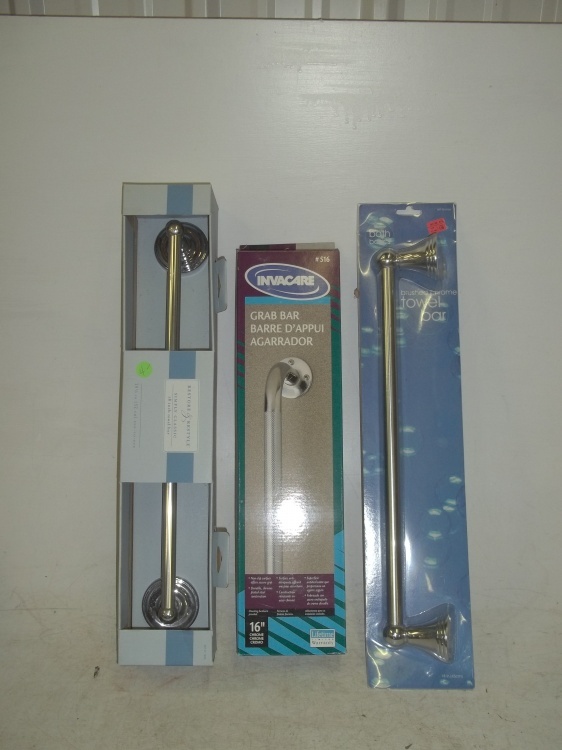 lot 281 image: 2 Bathroom towel bars and 1 grab bar
