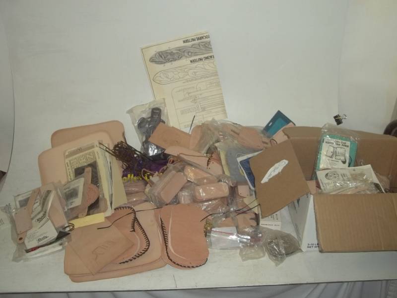 lot 306 image: Large lot of leather craft supplies