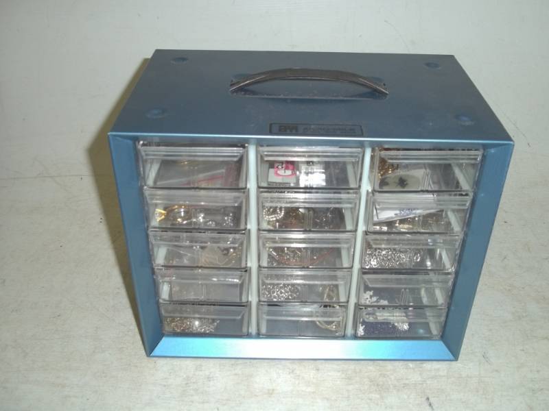 lot 360 image: Parts bin with jewelry making supplies