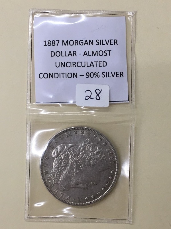1887 Morgan Silver Dollar, 90% Silv...