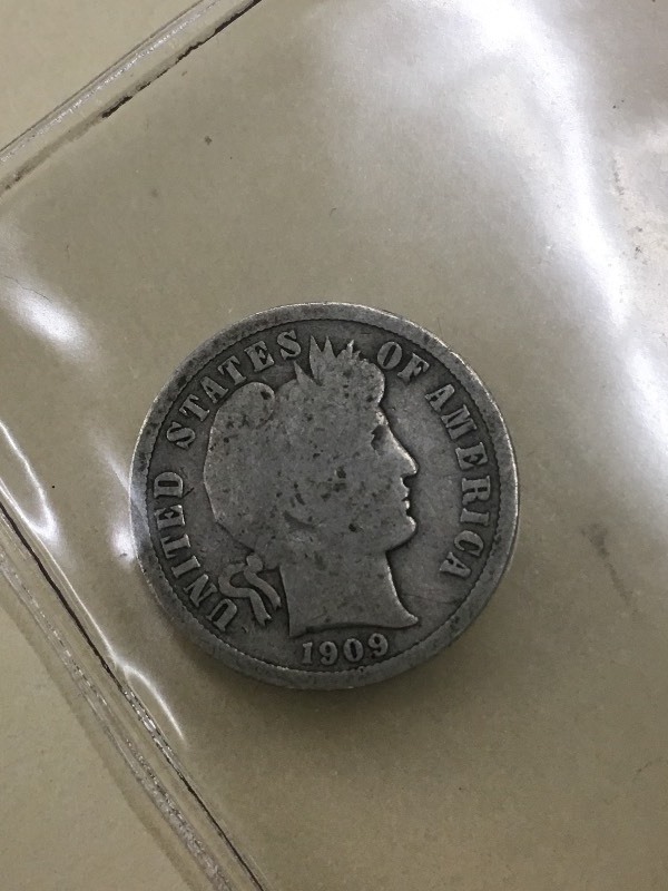 1909 Barber Dime, 90% Silver ...