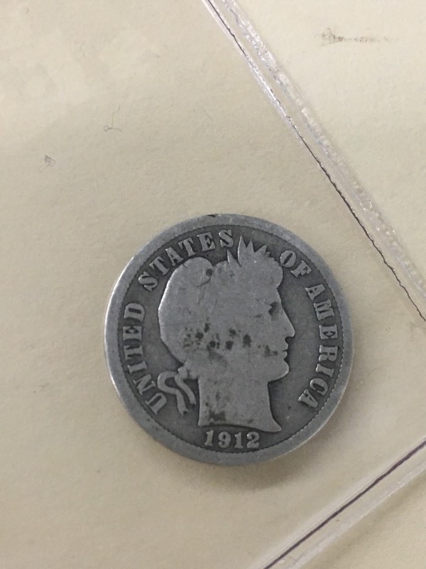 1912 Barber Dime, 90% Silver ...