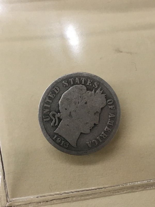 1913 Barber Dime, 90% Silver ...