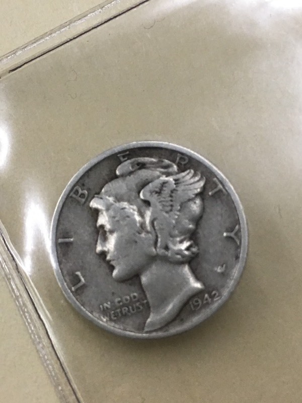 1942 Mercury Dime, 90% Silver ...