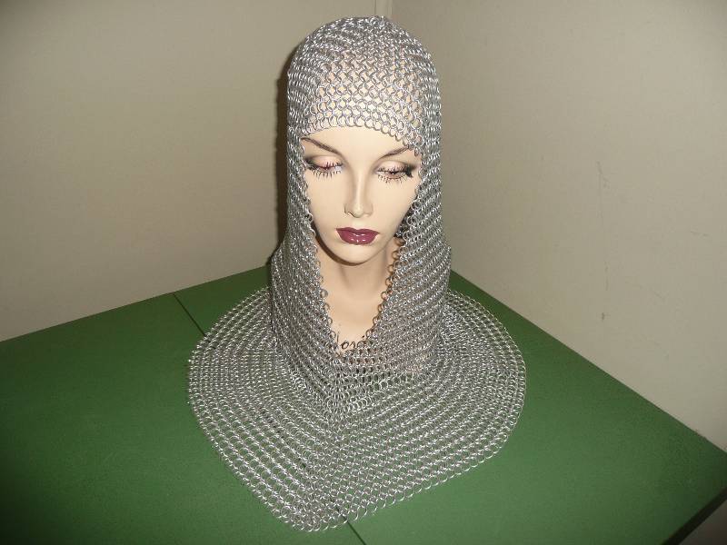 Chain mail Armor Head Coif - cool fun piece - Mannequin Head Not Included