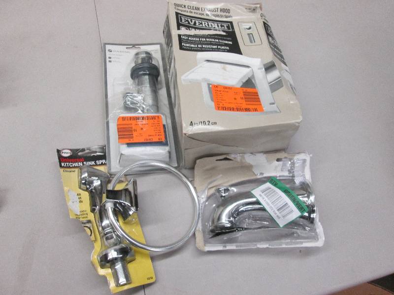 lot 102 image: Exhaust hood, Tub spout, Faucet spr...