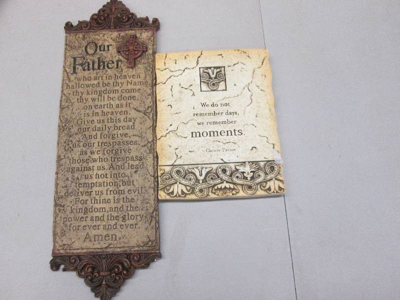 lot 110 image: Resin Plaque Lords Prayer slight d...