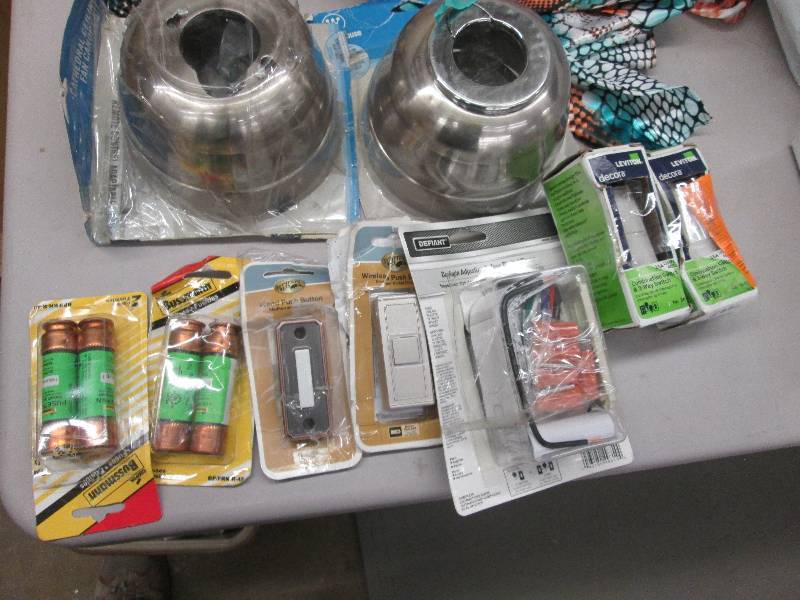 lot 111 image: 2 Ceiling Fan Canopies, 2 pkg fuses...