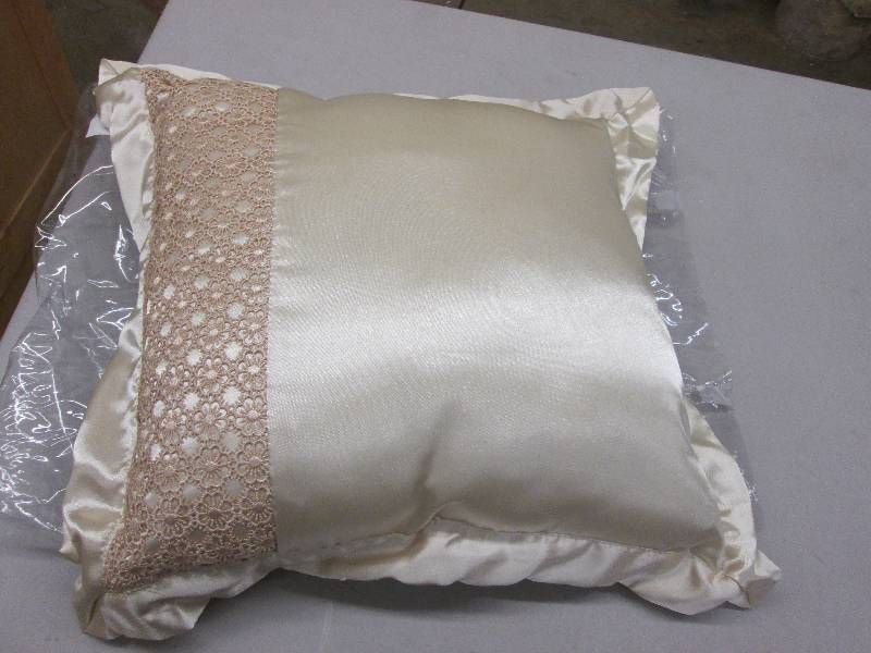lot 123 image: Satin Accent Ivory Pillow...