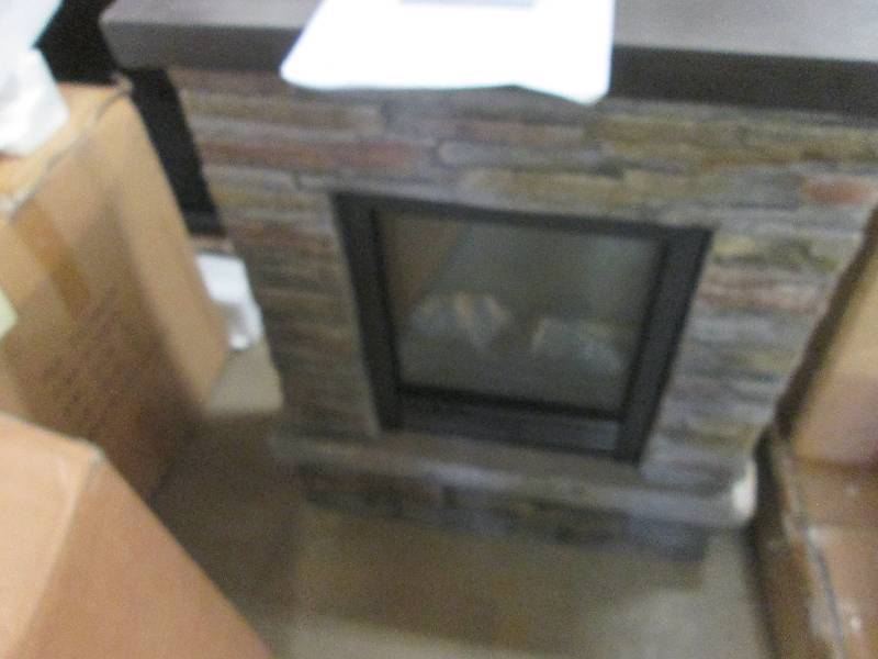 lot 178 image: Faux Stone Electric Fireplace open ...